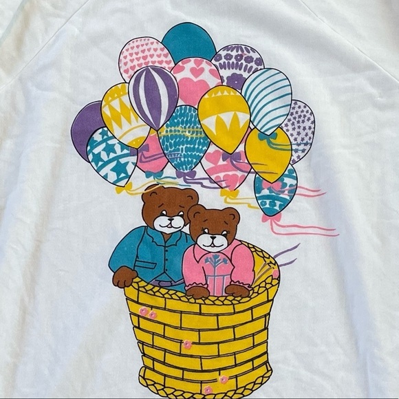 Vintage Bear Family in Hot Air Balloon 1980s Sweatshirt - Picture 2 of 7